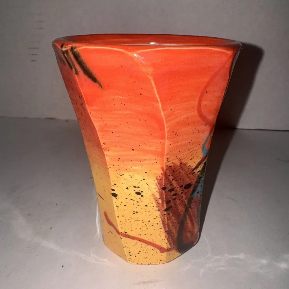 Michael Kifer? Studio Art Pottery Vase & Bowl Signed Abstract Modern Pair Folk